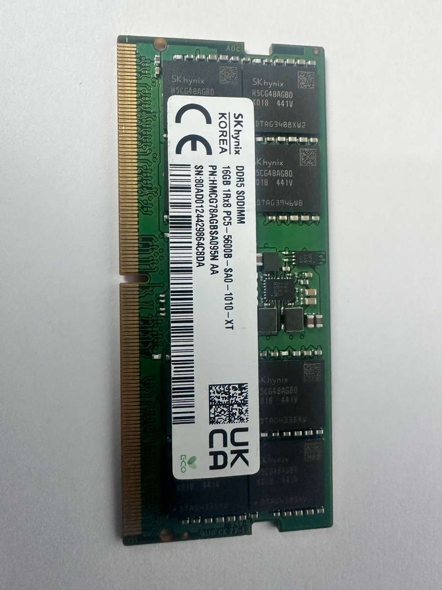 SK Hynix 16GB DDR5 SODIMM 1Rx 8 PC5-5600B-SA0-1010-XT Laptop RAM Memory