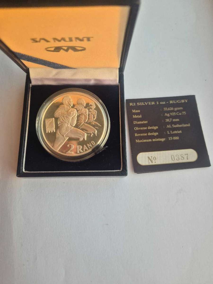 SA Rugby 1oz 1995 silver coin