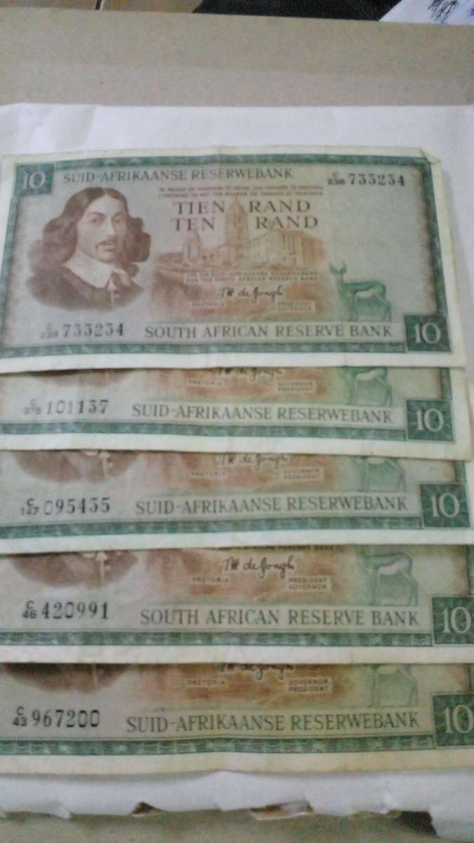 5 x S.AFRICA R10  T. W. De Kongh