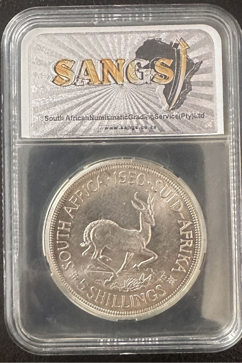1950 5 Shilling Crown Silver Coin MS62