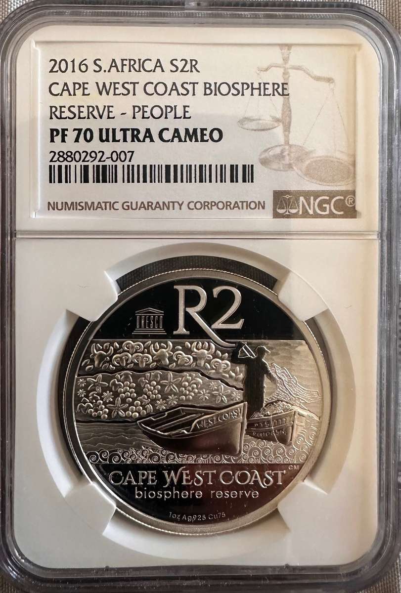 V Scarce only 97 minted! 2016 R2 Cape West Coast Biosphere Reserve People Silver coin NGC PF70 UC