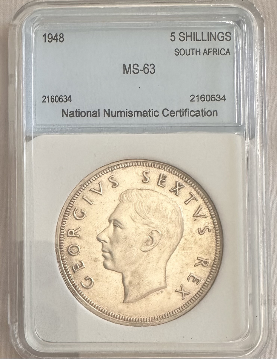 1948 5 Shilling Crown Silver Coin MS63