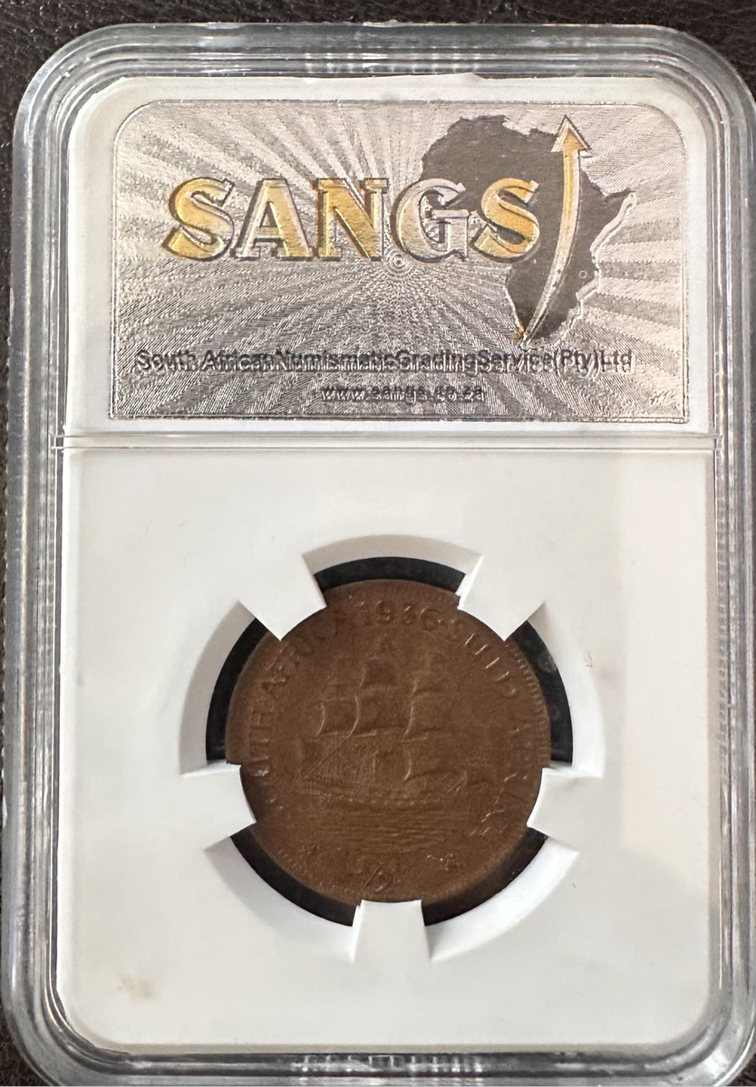 1936 half penny Union South Africa AU58 BN coin