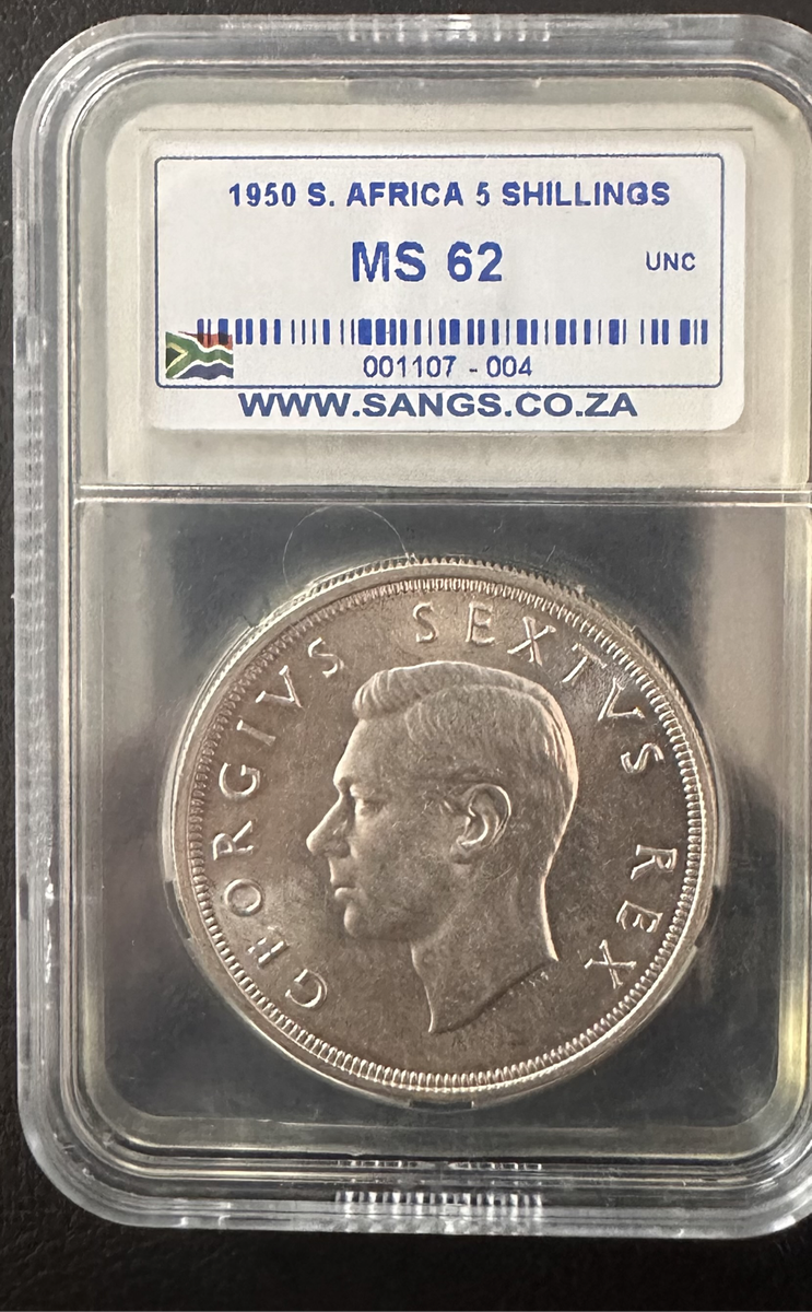 1950 5 Shilling Crown Silver Coin MS62