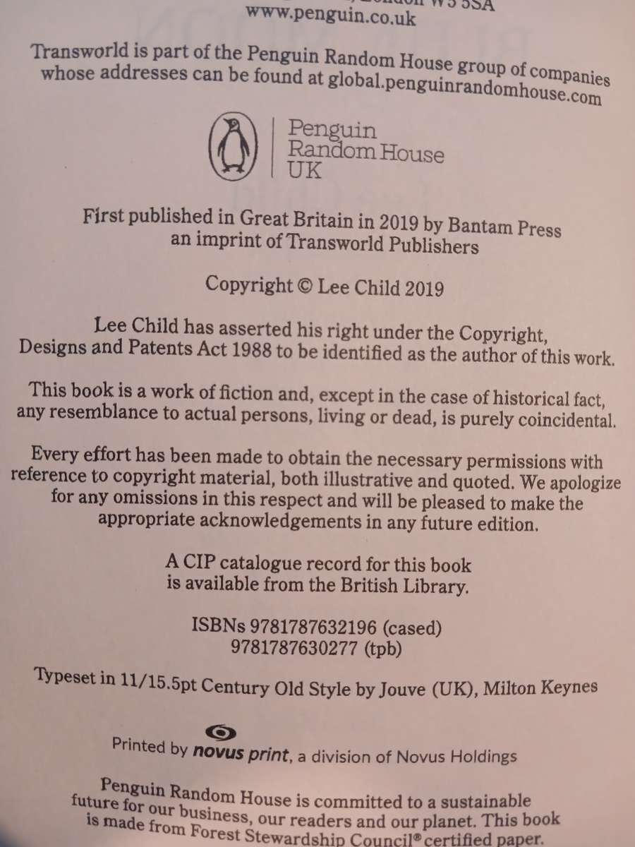 Blue Moon, The new Jack Reacher by Lee Child