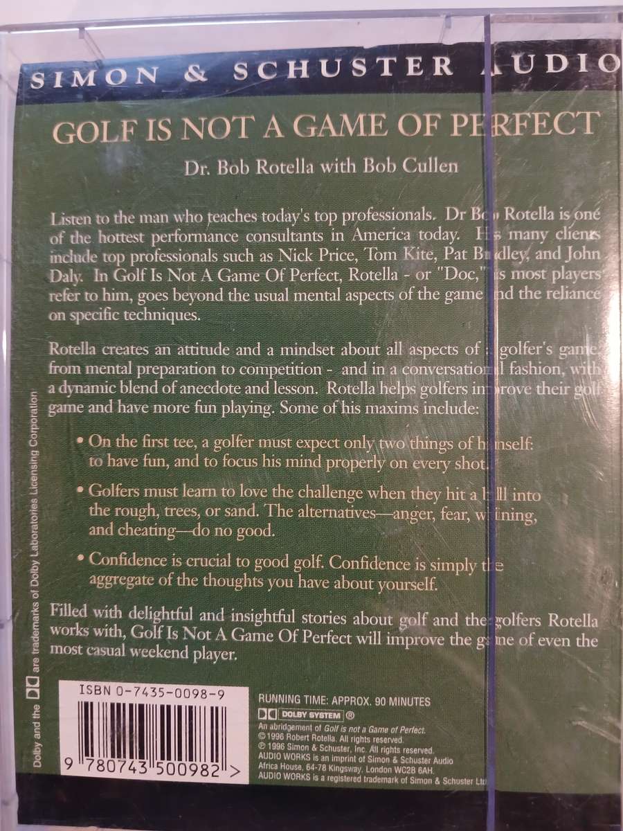 Golf is not a Game of Perfect by Dr. Bob Rotella with Bob Cullen, 1 x Audio Cassette