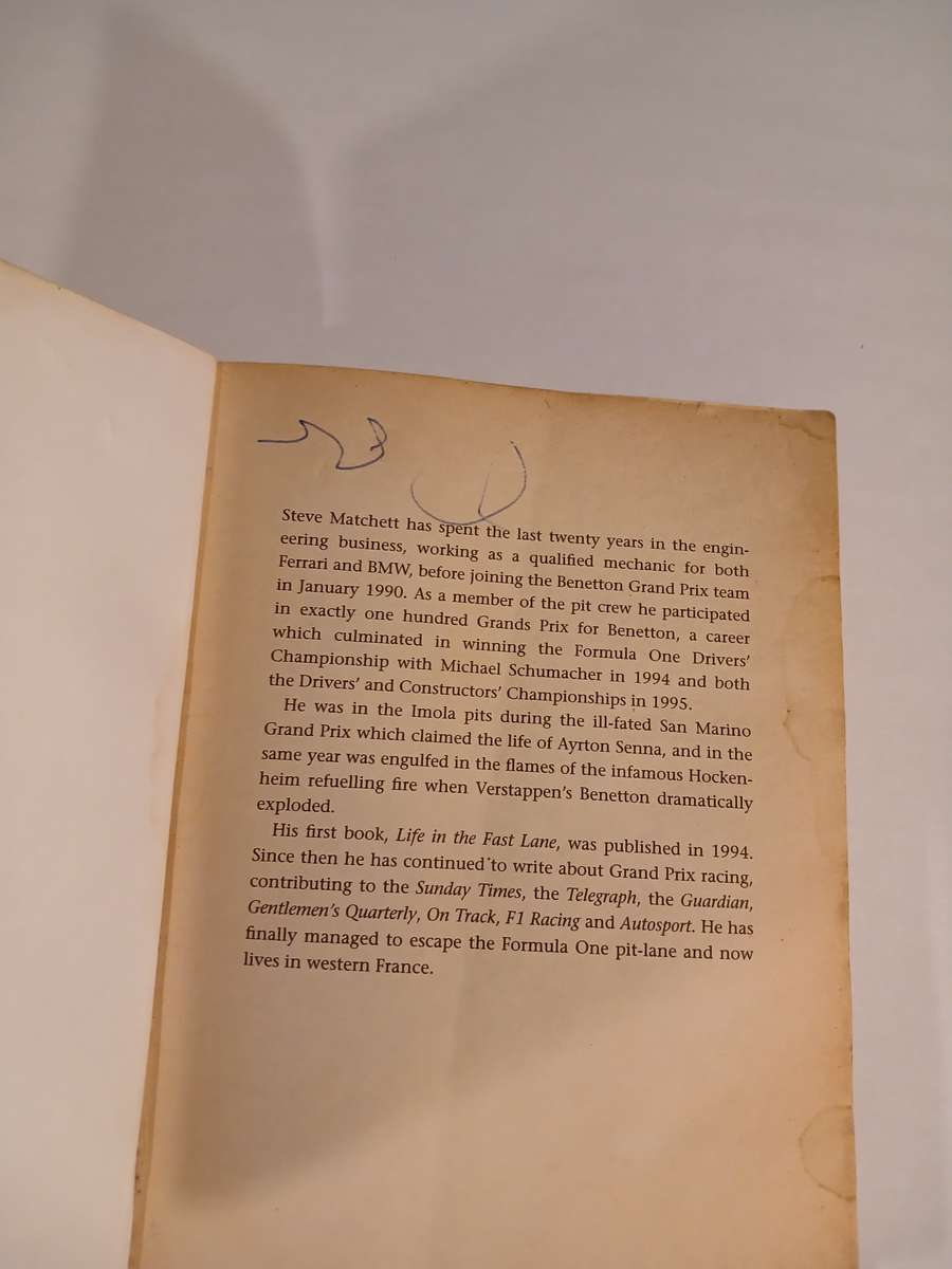 The Mechanic's Tale, Life in the Pit-lanes of Formula One by Steve Matchett