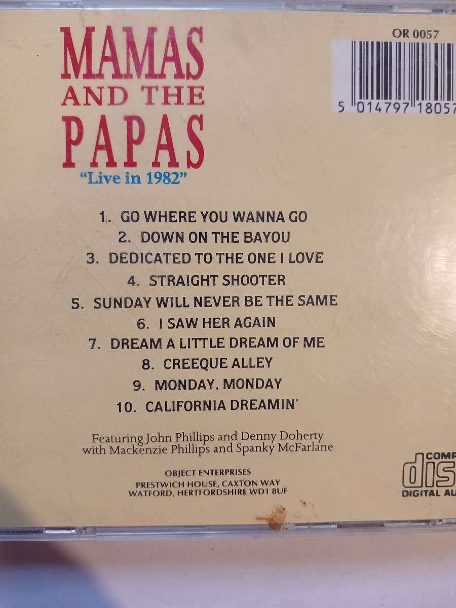 Mamas and the Papas, The Collection, Live in 1982 CD, Europe