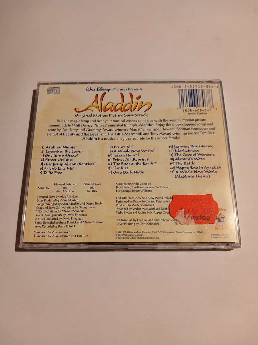 Aladdin, Motion Picture Soundtrack CD, US