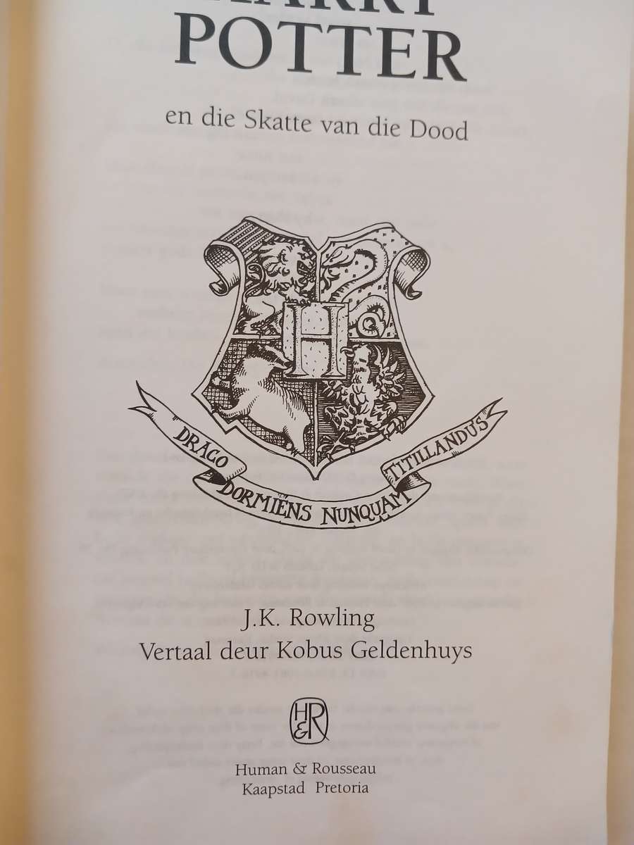 Harry Potter en die Skatte van die Dood, J.K. Rowling vertaal deur Kobus Geldenhuys