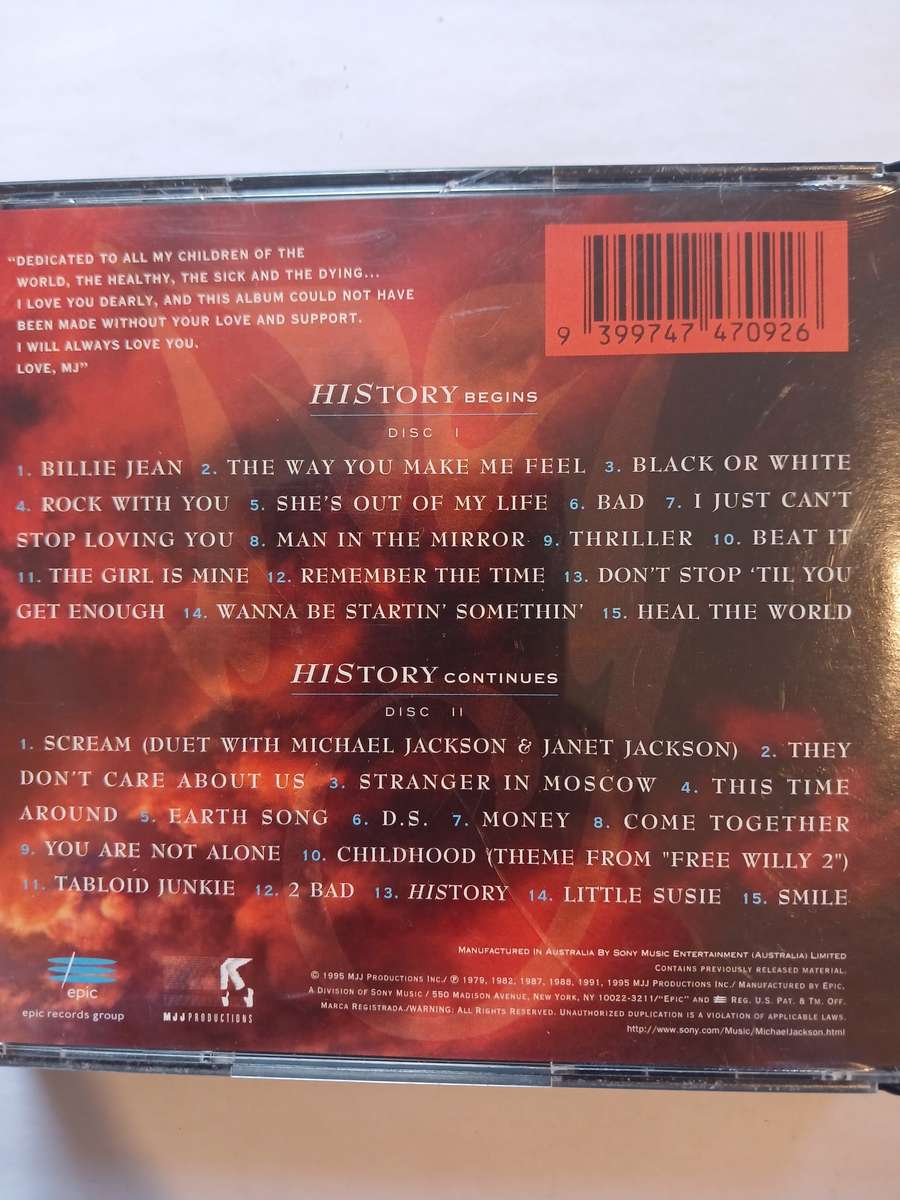 Michael Jackson, History, Past, Present and Future Book 1 CD, Remastered, EU