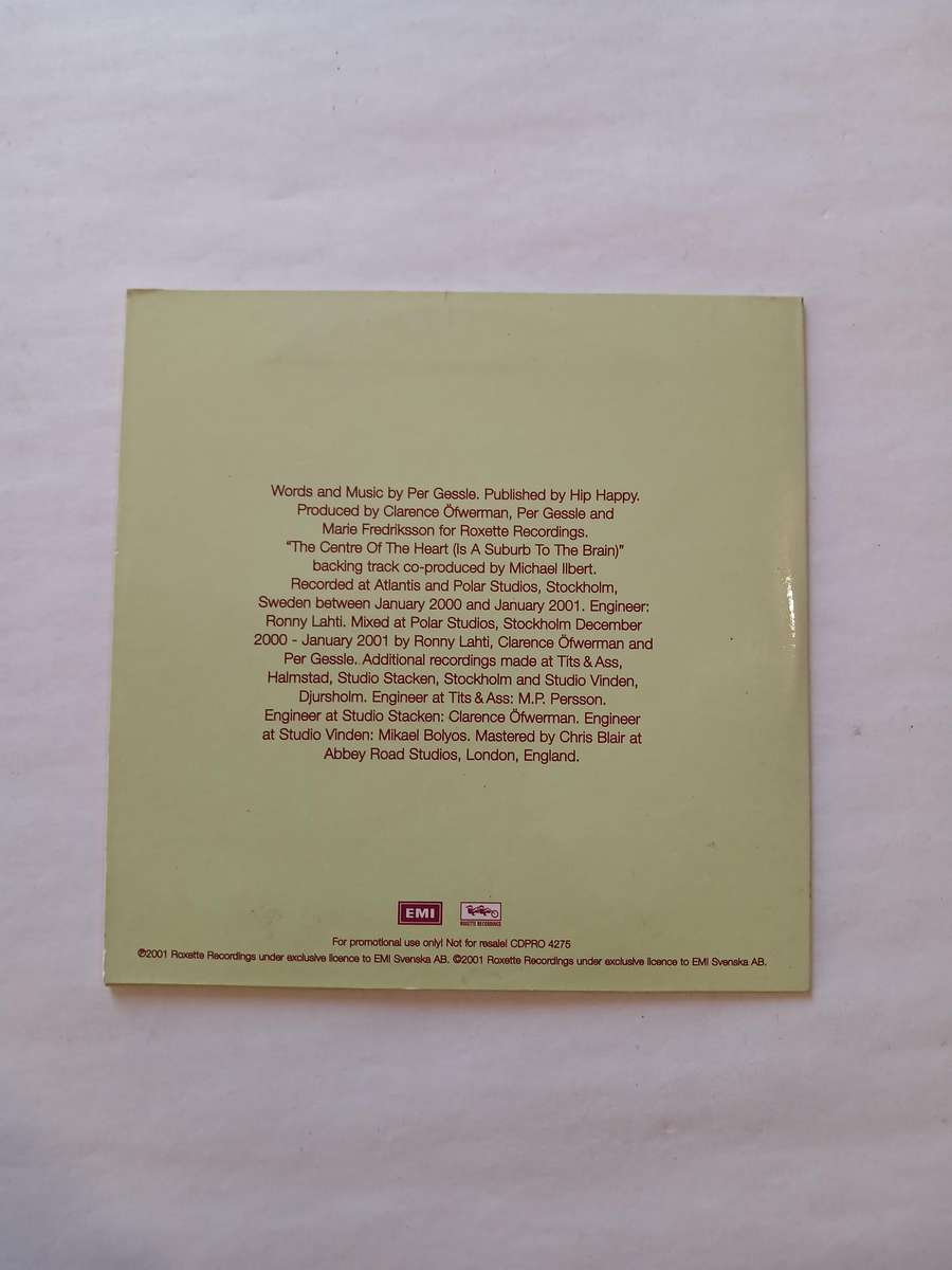 Roxette, The Centre of the Heart(Is a Suburb to the Brain) CD single, Promo, EU