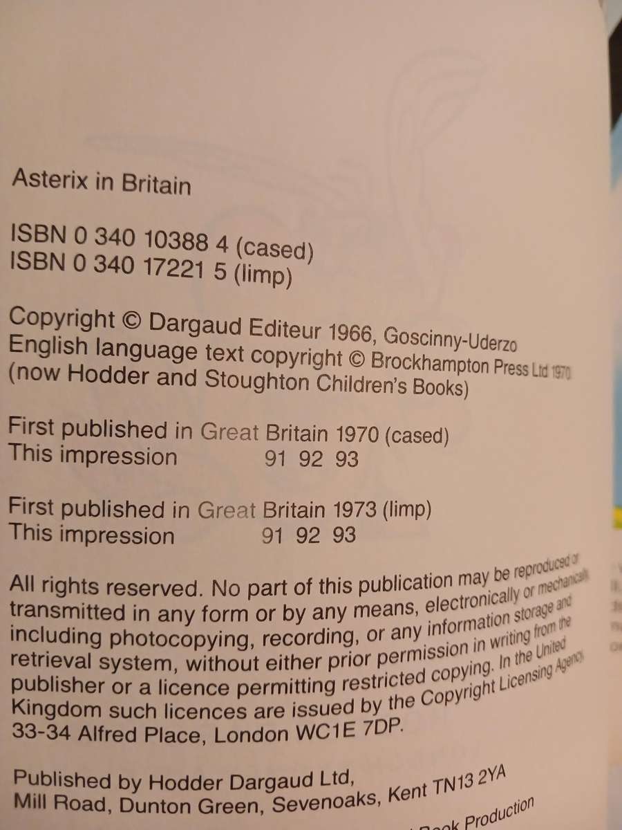 Asterix in Britain by Goscinny and Uderzo, 1973