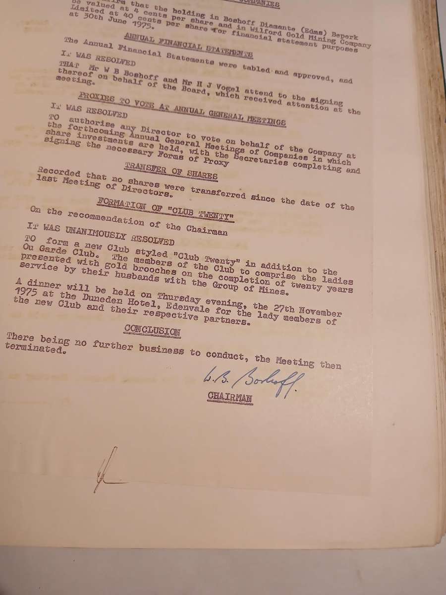 Primrose Gold Mining Company Directors' Minutes 1973-1981