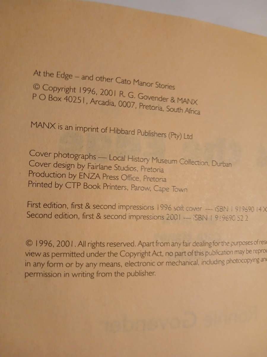 At The Edge and other Cato Manor Stories by Ronnie Govender