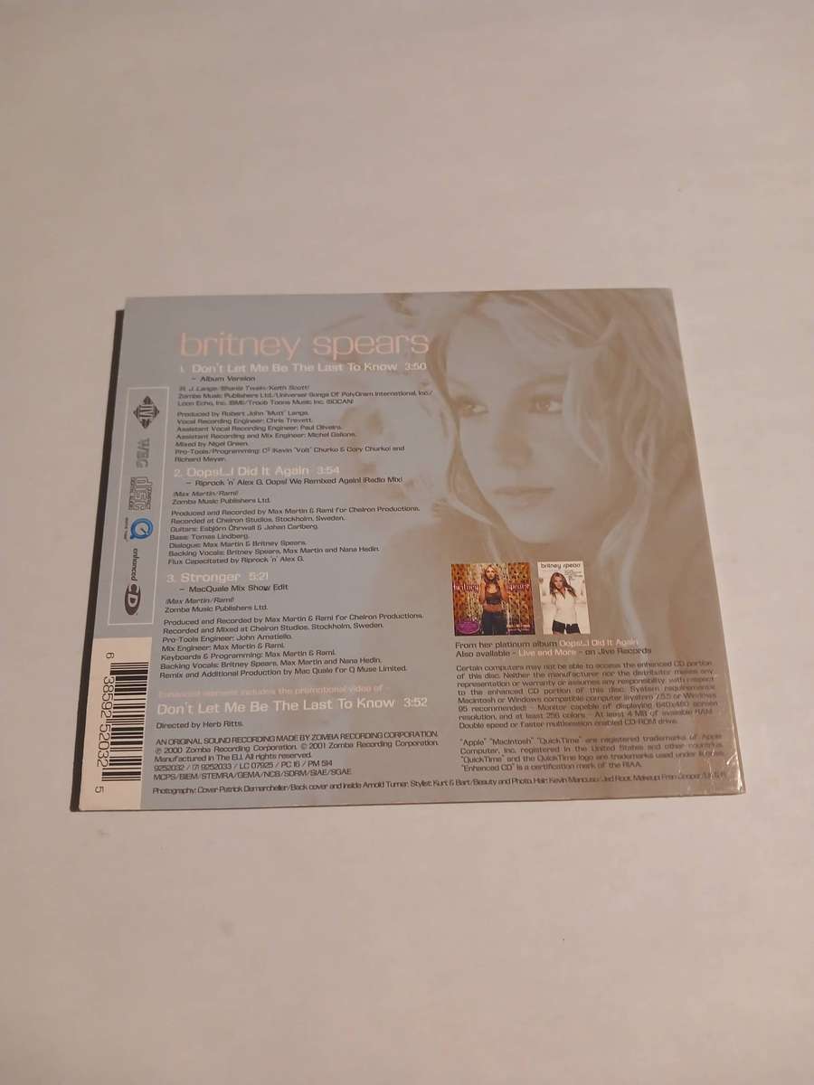 Britney Spears, Don't let me be the Last to Know CD single Enhanced, Limited Edition, UK