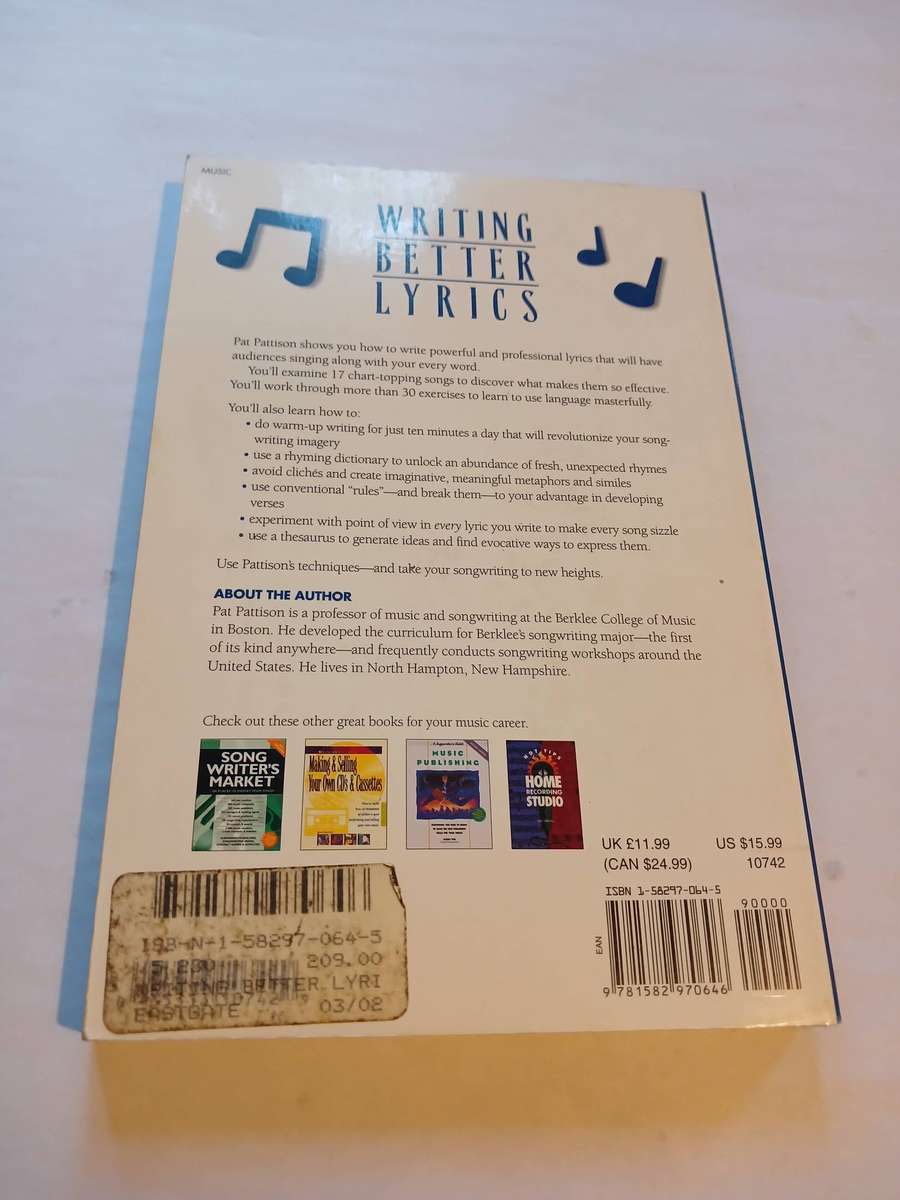 Writing Better Lyrics by Pat Pattison