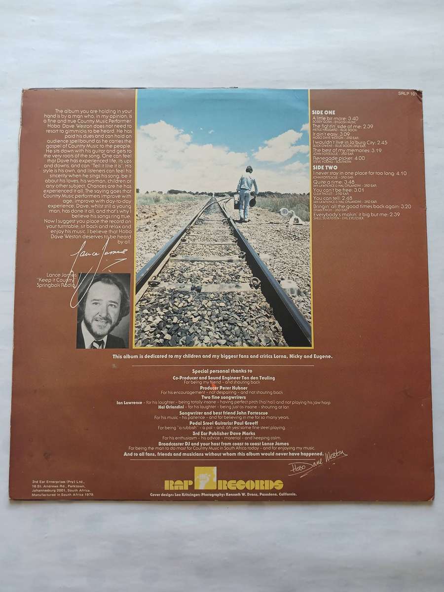 Hobo Dave Weston, I Never Stay in One Place for too Long LP, VG