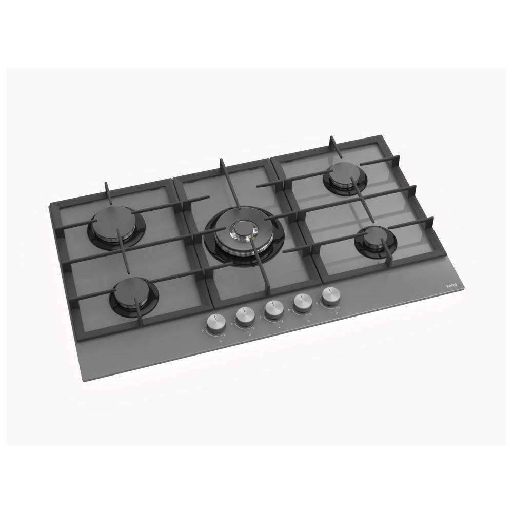 Ferre 5 Burner Gas Hob Black Glass (BL048)