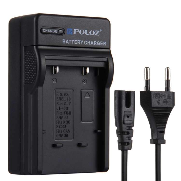 PULUZ EU Plug Battery Charger for Nikon EN-EL10, Olympus LI-40B, FUJI FNP-45, Kodak K7006, CASIO CNP