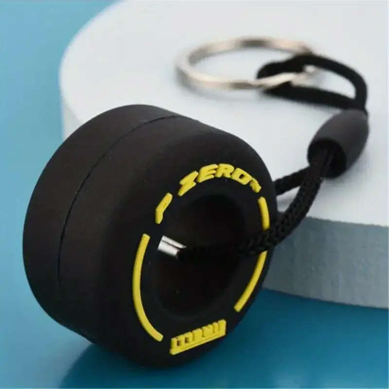 Clearance!! Keyring with F1 Rubber Tyre Design (Yellow)