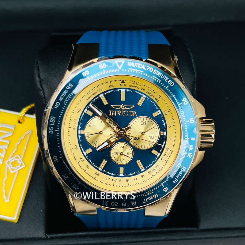 Invicta Aviator Nautical 50mm Crimson Blue/Gold Watch