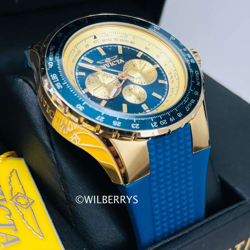 Invicta Aviator Nautical 50mm Crimson Blue/Gold Watch