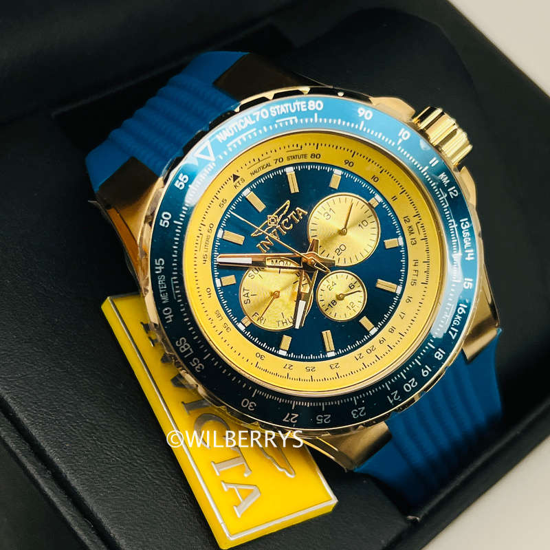 Invicta Aviator Nautical 50mm Crimson Blue/Gold Watch