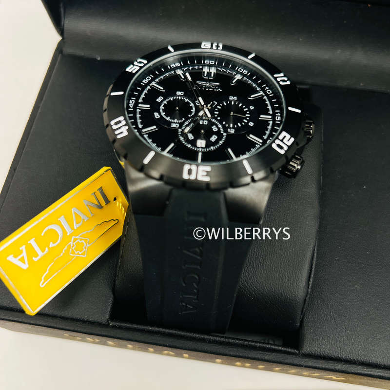 INVICTA Special Forces Ionic Black and Silicon Chronograph Watch NEW