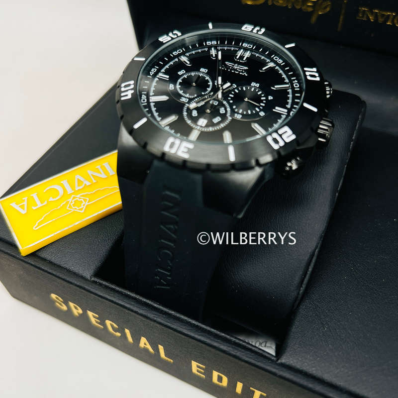 INVICTA Special Forces Ionic Black and Silicon Chronograph Watch NEW
