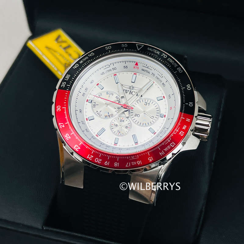 Invicta Aviator 50mm Crimson Silver/Red Chronograph Watch