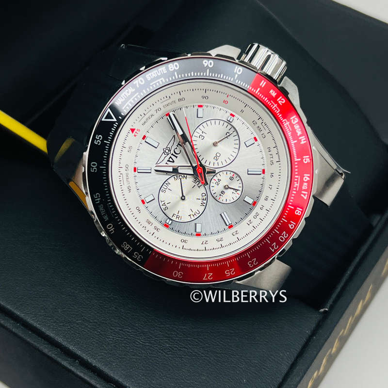 Invicta Aviator 50mm Crimson Silver/Red Chronograph Watch