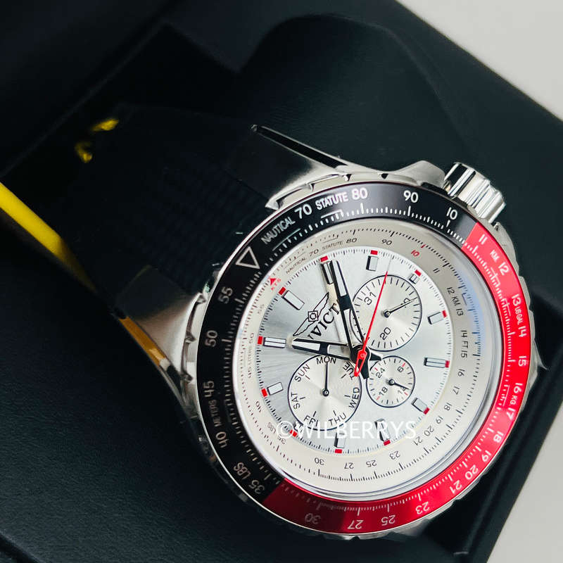 Invicta Aviator 50mm Crimson Silver/Red Chronograph Watch