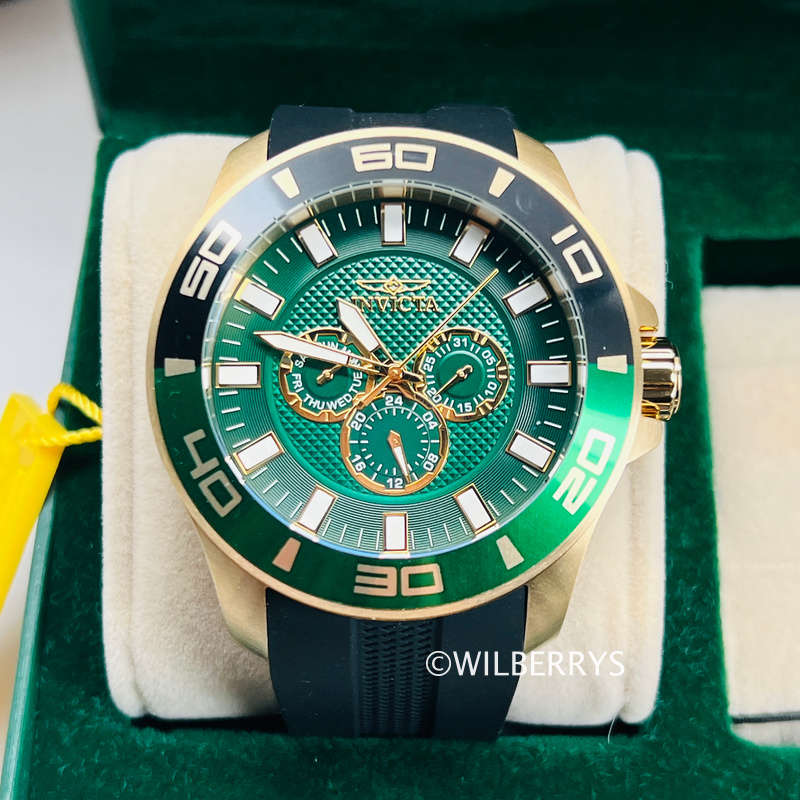 Invicta Pro Diver Sport 50mm Crimson Gold/Green Chronograph Watch