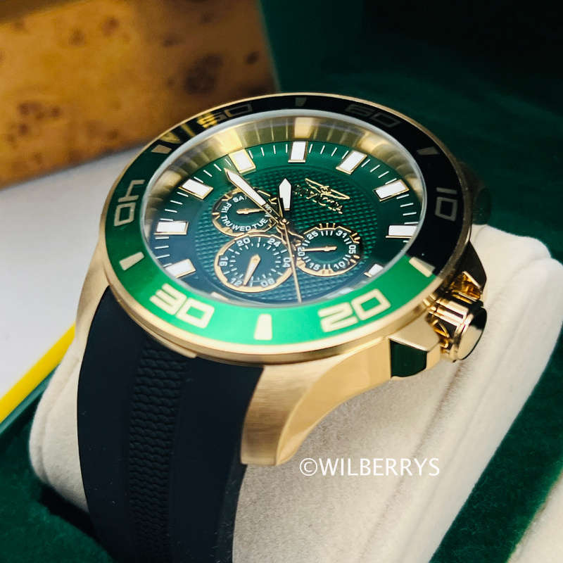 Invicta Pro Diver Sport 50mm Crimson Gold/Green Chronograph Watch