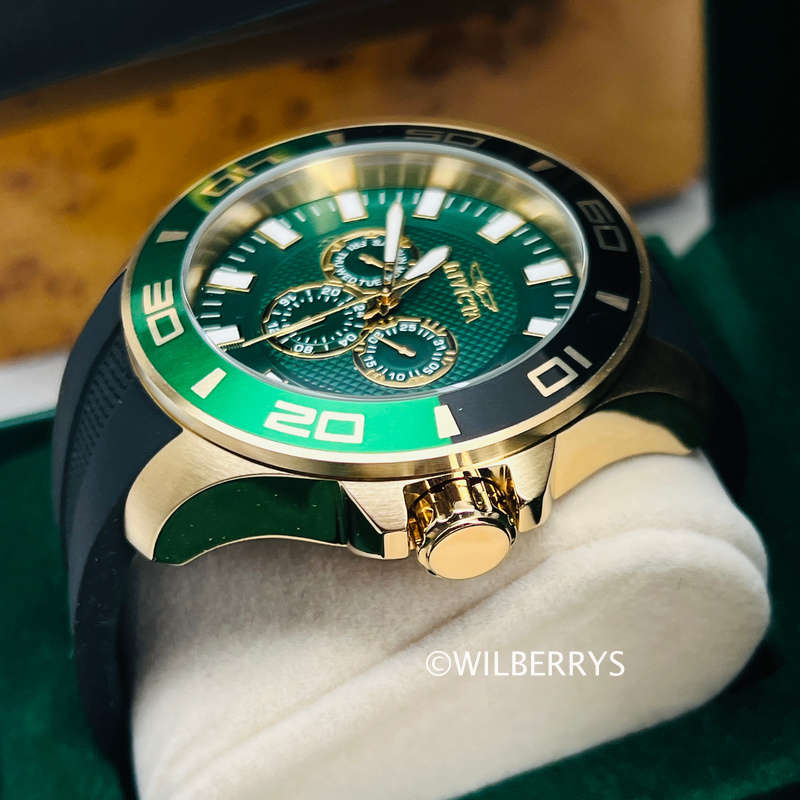 Invicta Pro Diver Sport 50mm Crimson Gold/Green Chronograph Watch