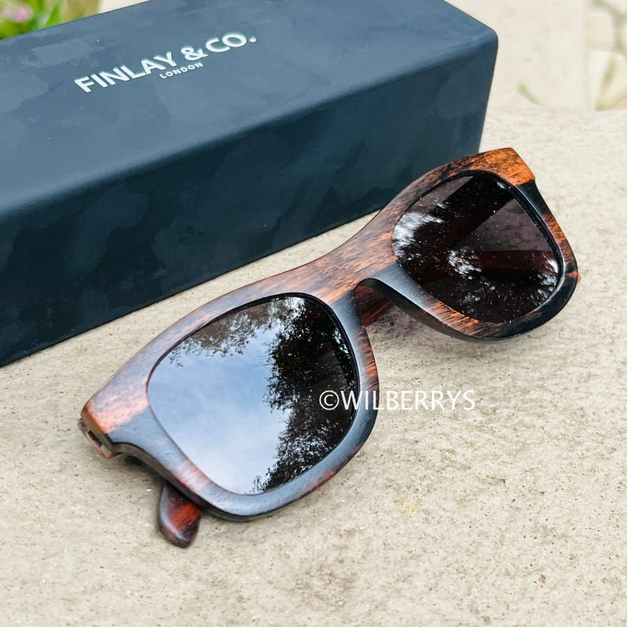 Finlay and Co London Mens Ledbury Ebony Wooden Polarised Sunglasses