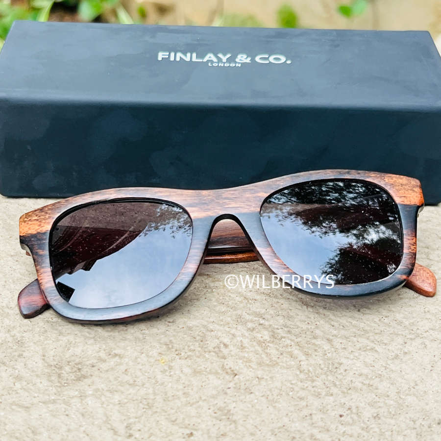 Finlay and Co London Mens Ledbury Ebony Wooden Polarised Sunglasses