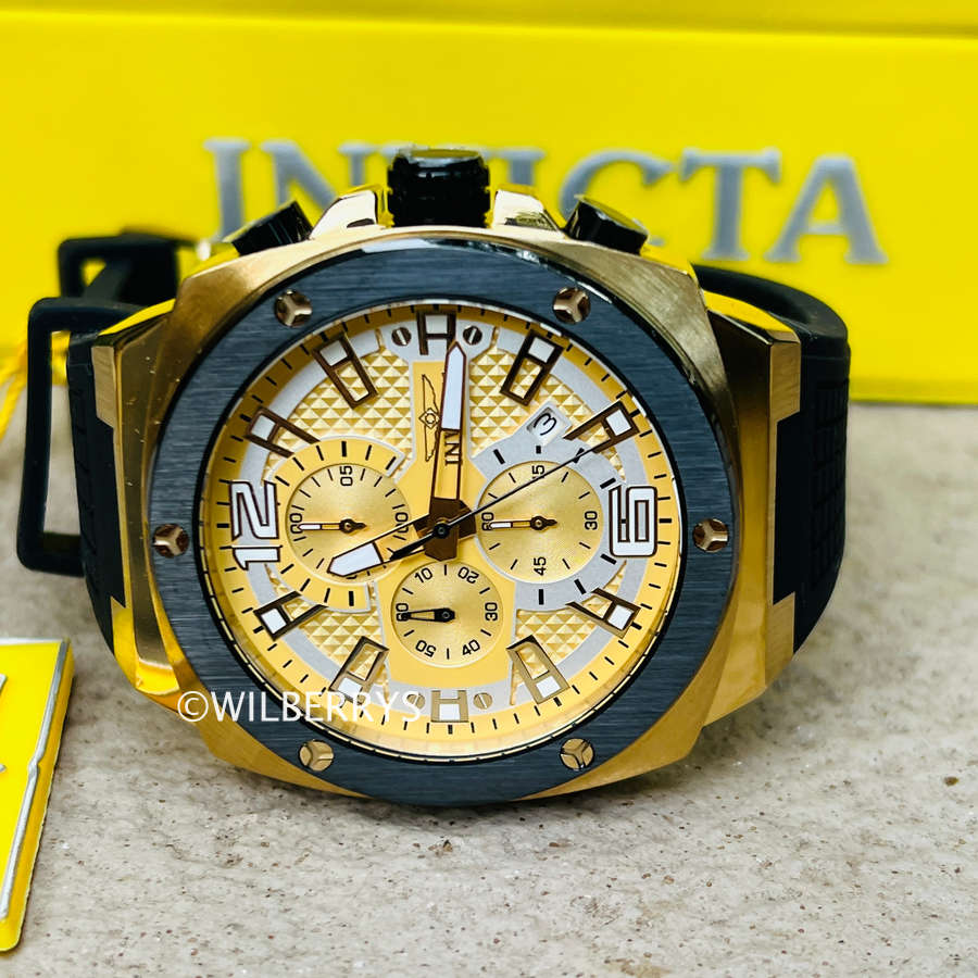 INVICTA Mens Racing Chronograph Limited Edition 47mm Watch Gold/Black