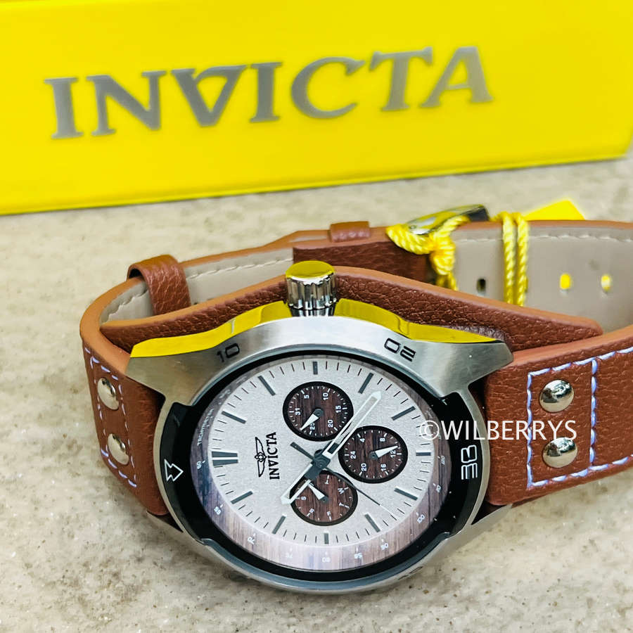 INVICTA Mens Classic Speciality 44mm Leather Cuff Watch