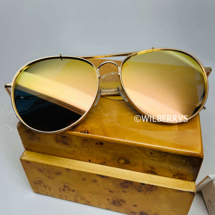 PRIVE REVAUX Mens JAMIE FOXX COMMANDO MIRROR / Gold Champagne / Polarized Sunglasses
