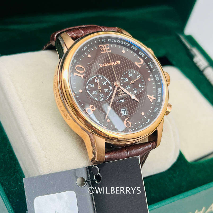 Thomas Earnshaw Breguet Classic Dress Chronograph Watch Chocolate Brown