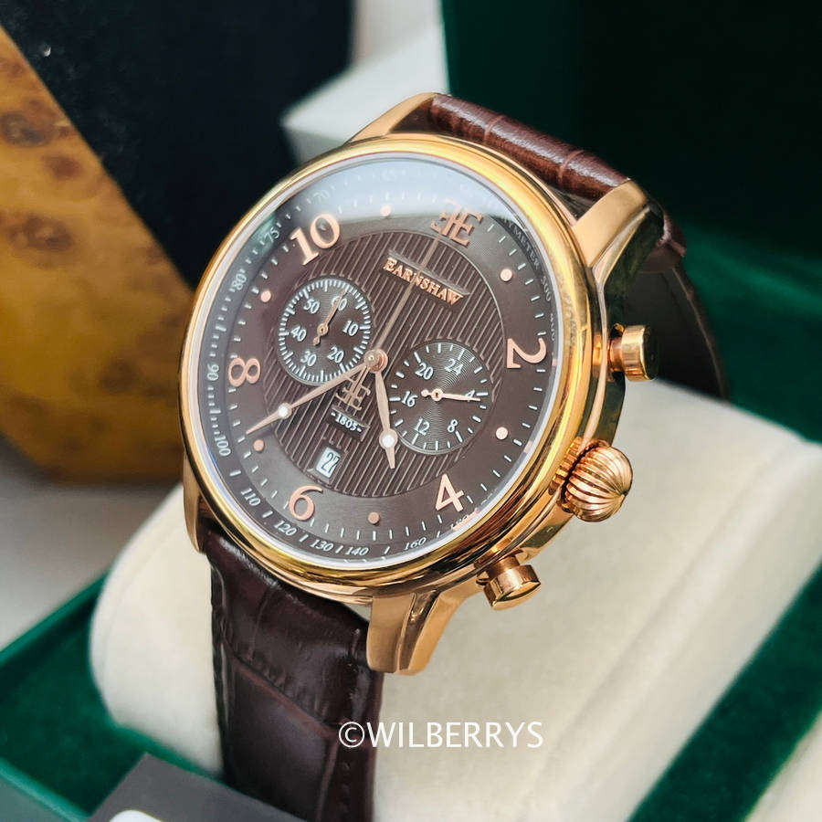 Thomas Earnshaw Breguet Classic Dress Chronograph Watch Chocolate Brown