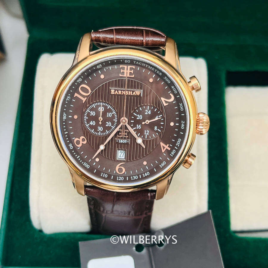Thomas Earnshaw Breguet Classic Dress Chronograph Watch Chocolate Brown