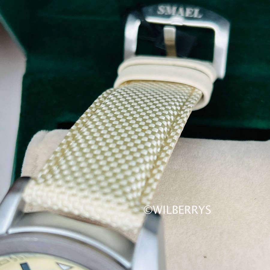 Smael Mens Aviator Classic Date Cream Watch