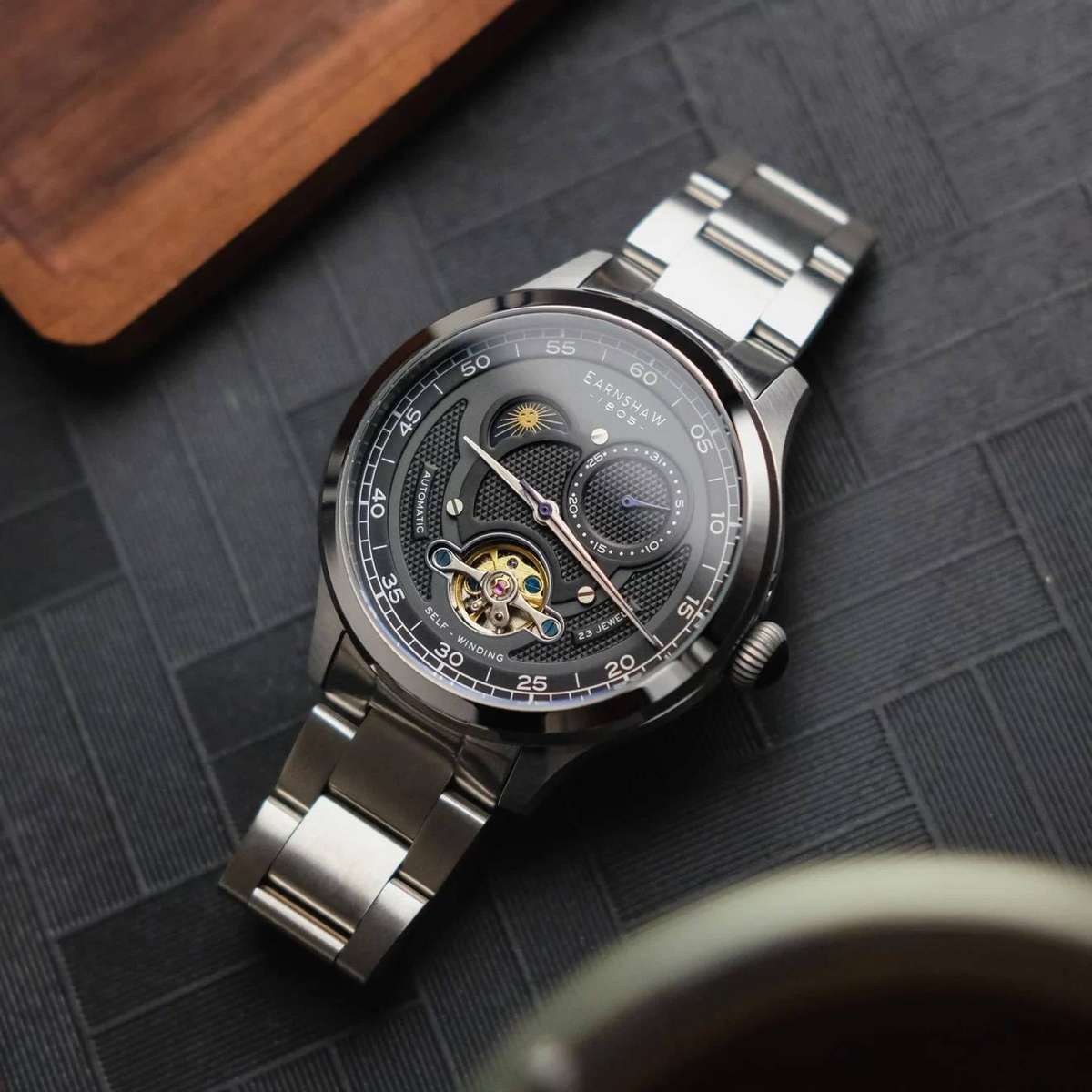 Thomas Earnshaw Duncan Kinetic Automatic Sun and Moon Open Heart Watch