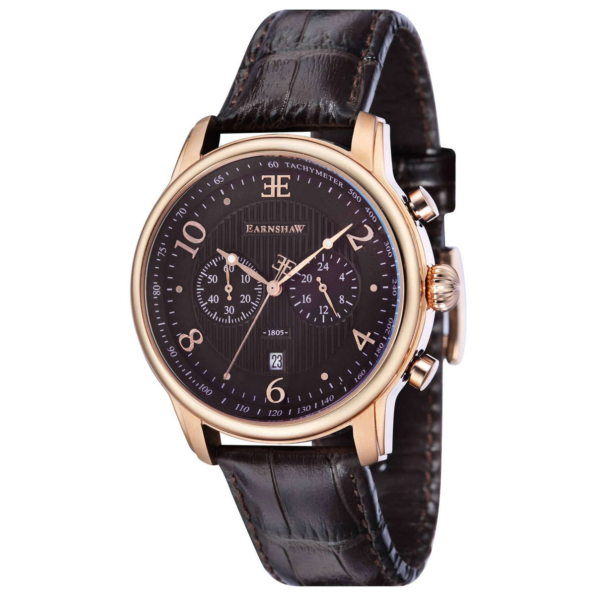 Thomas Earnshaw Breguet Classic Dress Chronograph Watch Chocolate Brown