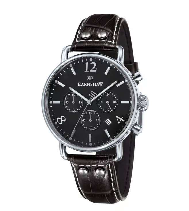 Thomas Earnshaw Longitude Heritage Classic Dress Leather Chronograph Watch