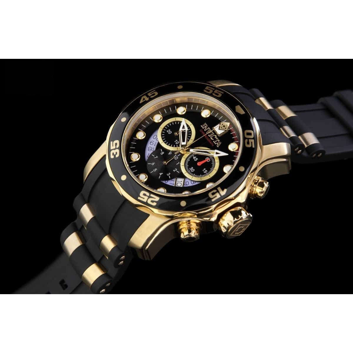 INVICTA Pro Diver 6981 Scuba Colossus 50mm Gold/Black Chronograph Watch