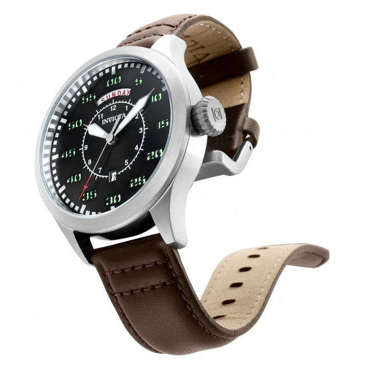 INVICTA Men's Aviator Classic Date Vintage Flyboy Pilot Leather Watch
